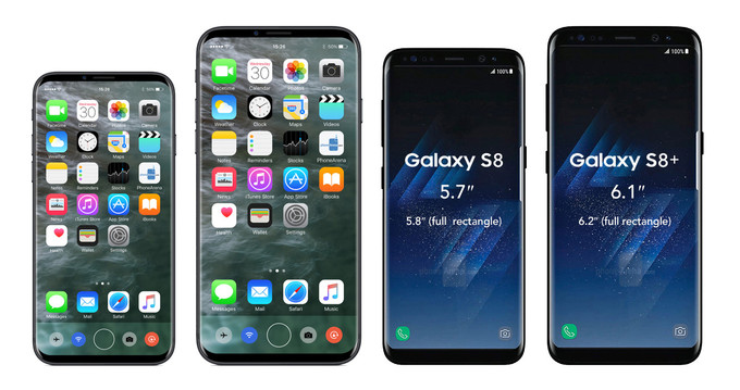 galaxy s8 y iphone 8