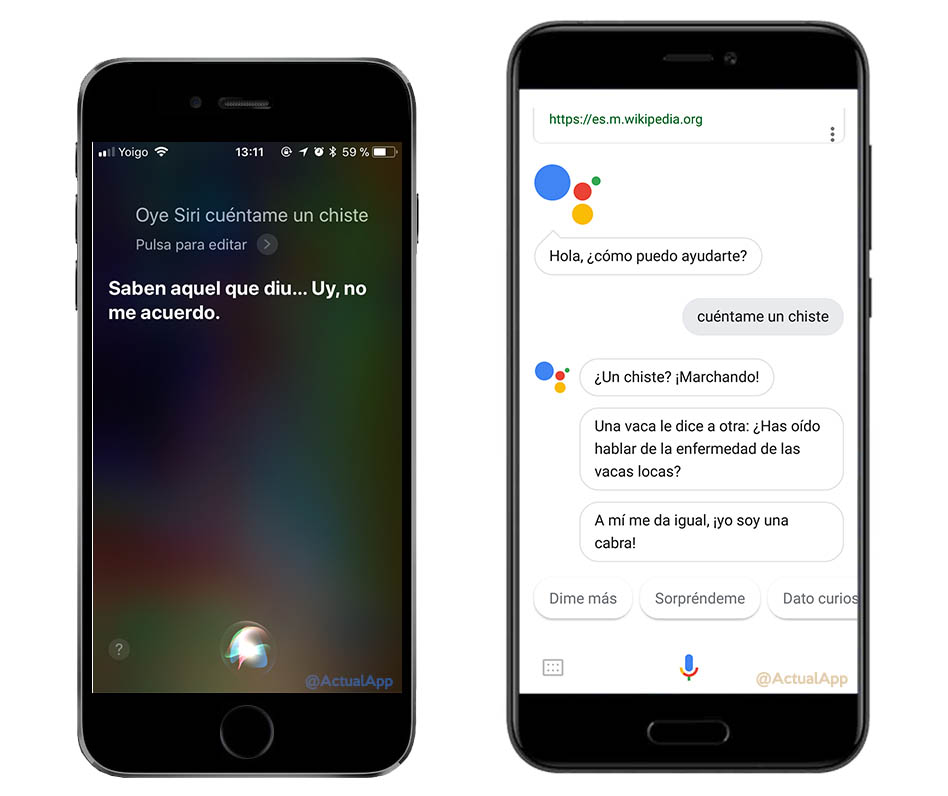 comparativa entre Siri y Google Assistant