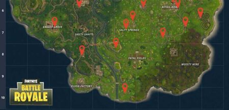 Mapa con la ubicacion de las maquinas expendedoras de Fortnite