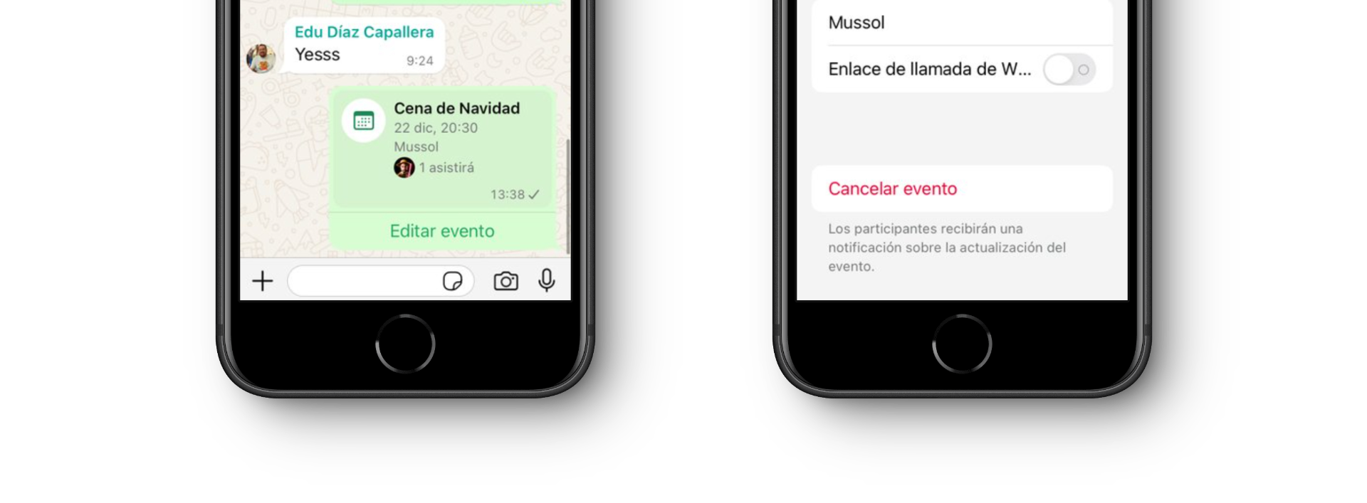 eliminar evento whatsapp