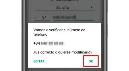 smartphone android confirmar numero whatsapp