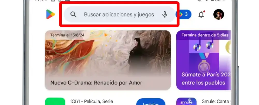 smartphone android google play buscador