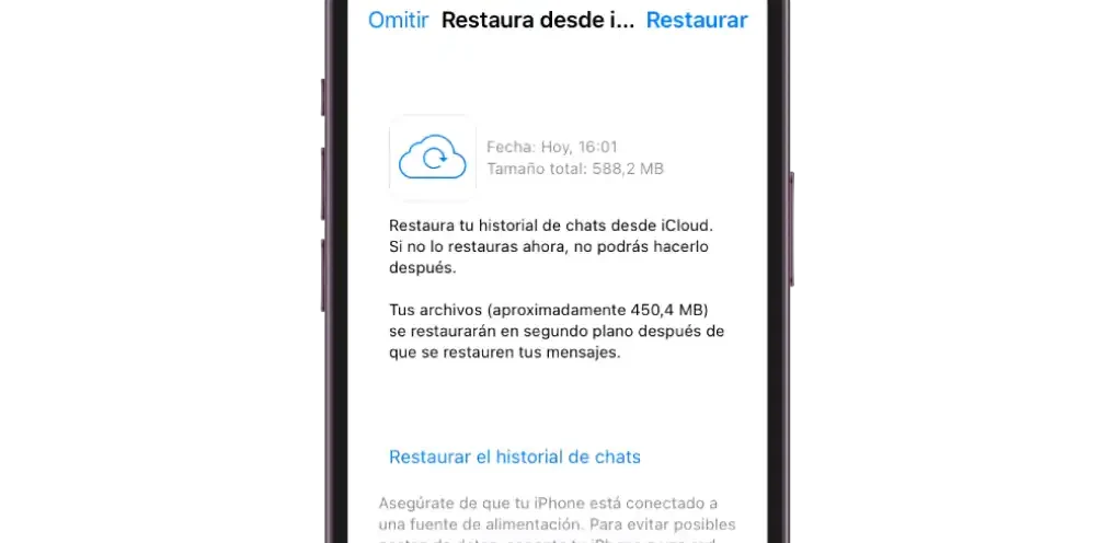 whatsapp restaurar backup icloud iphone