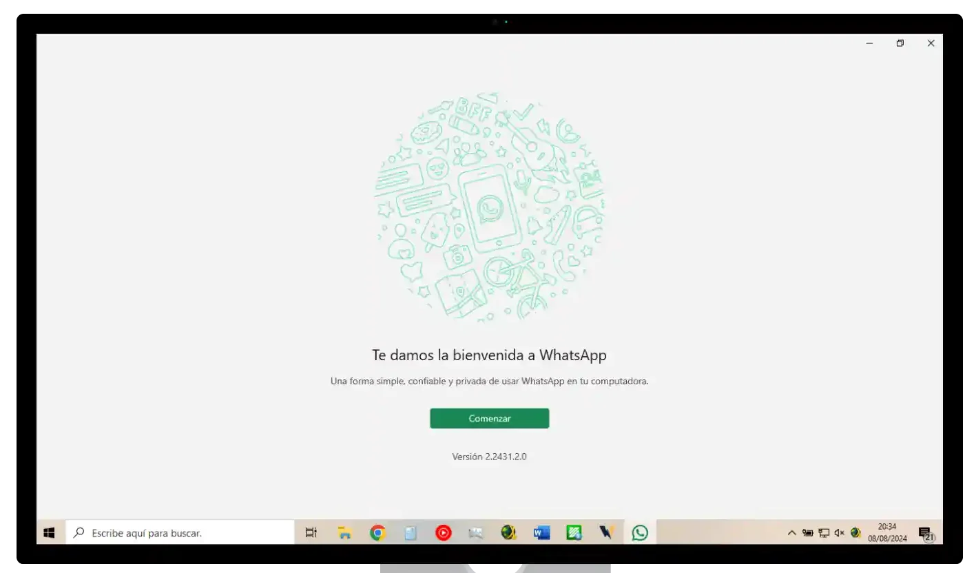 windows pantalla bienvenida whatsapp