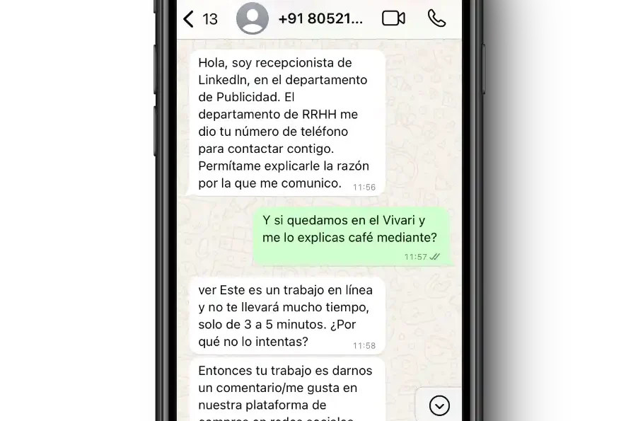 estafas whatsapp chat desconocido