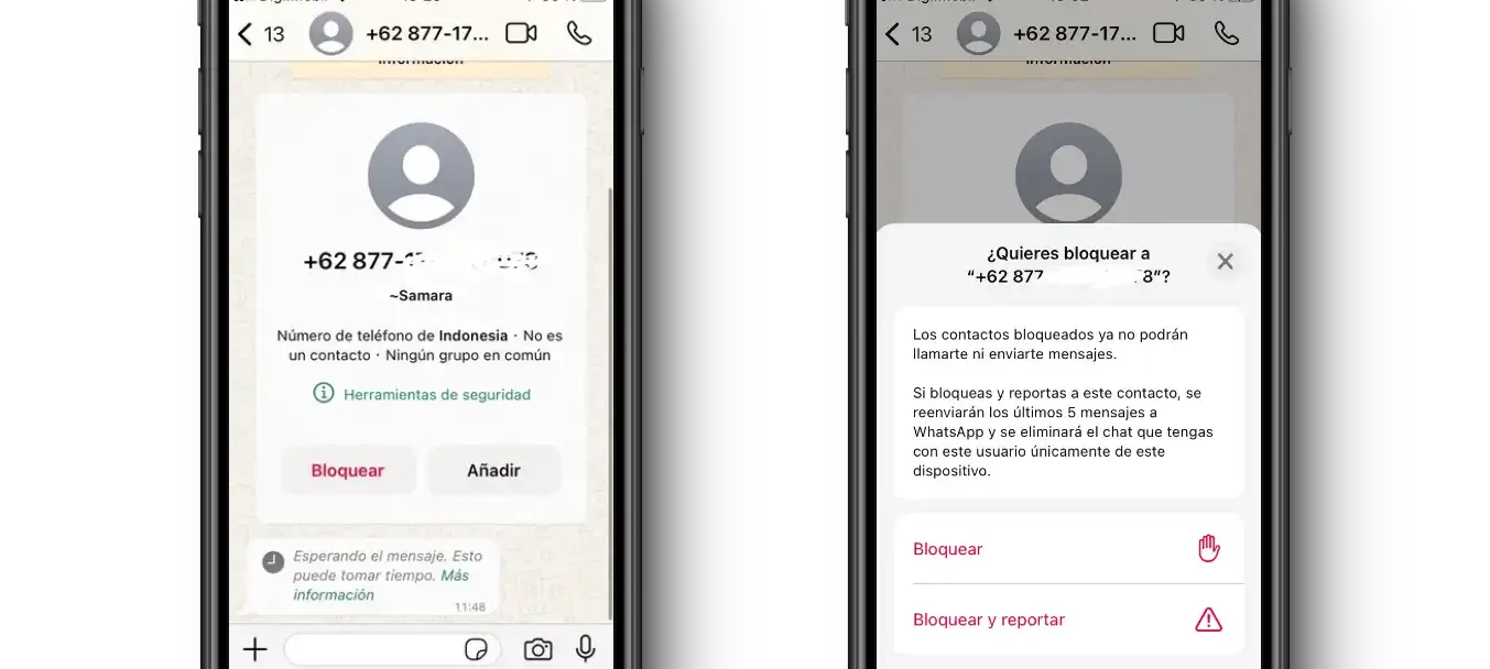 bloquear numero desconocido whatsapp