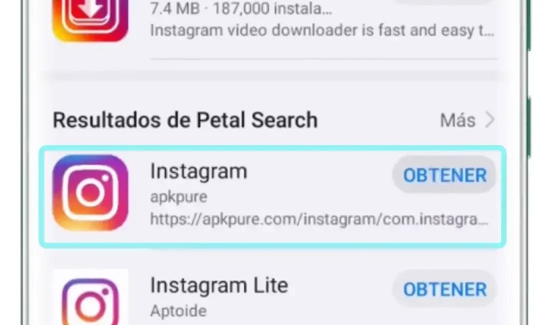 descargar instalar instagram huawei